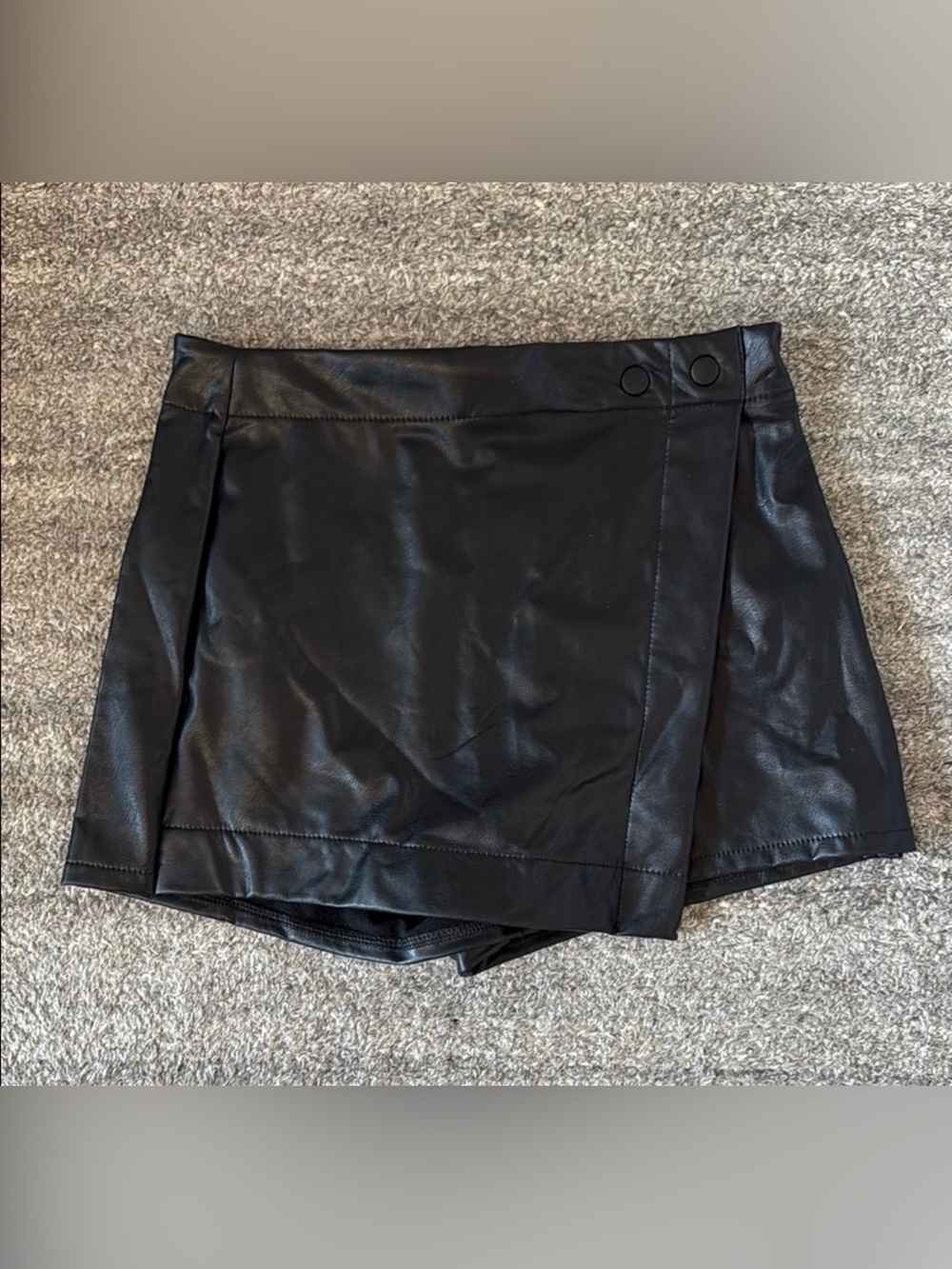 Black Faux Leather Skort